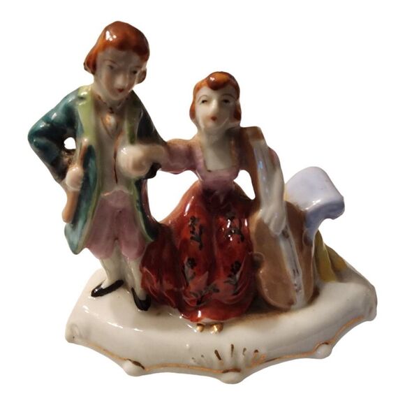 😄Pick 3:Made In Occupied Japan Colonial Man & Woman with Violin Porcelain 3.5" - Picture 1 of 4